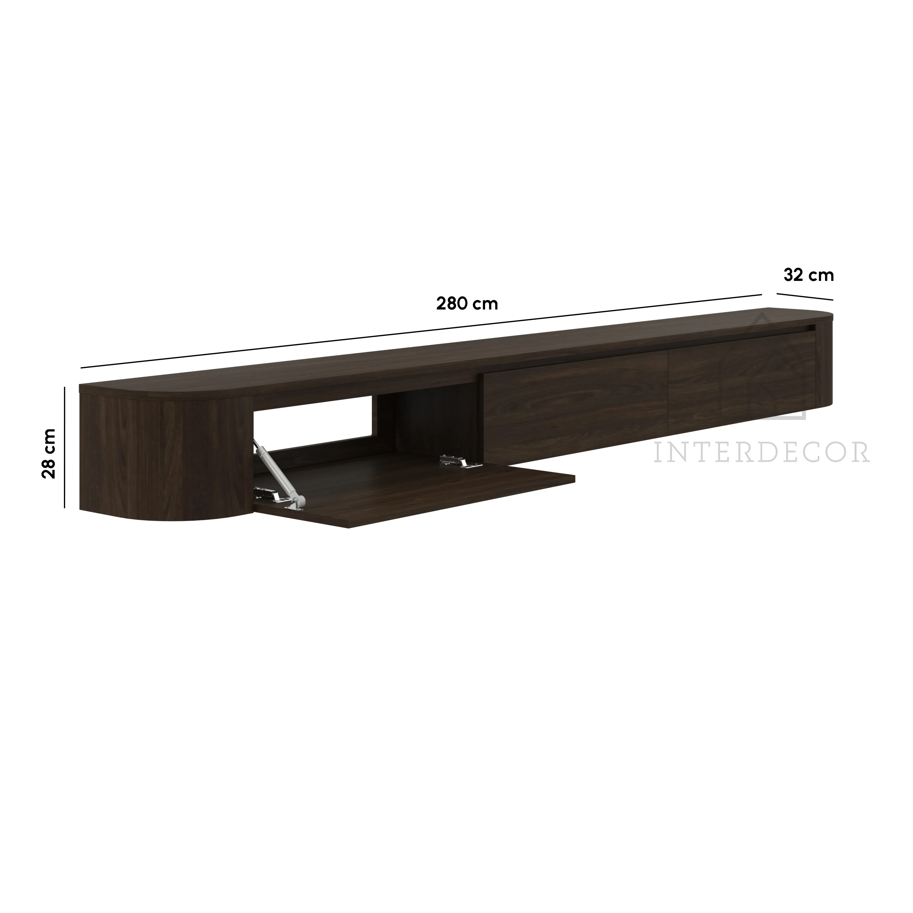 Dulce curved TV-Meubel zwevend walnut 272 cm - Image 4